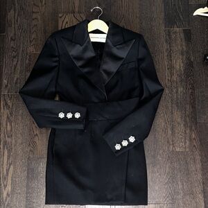 Alexandre Vauthier Elegant Black Women's Blazer dress crystal button